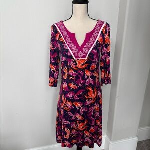 Hatley Purple and Orange Coy Fish Print Long Sleeve Dress